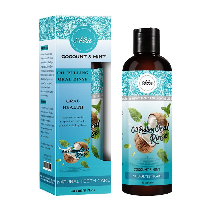 Ailkis Coconut Oil Pulling Mouthwash – 237ml | Mint Flavor, Antibacterial Gum Care, Alcohol-Free