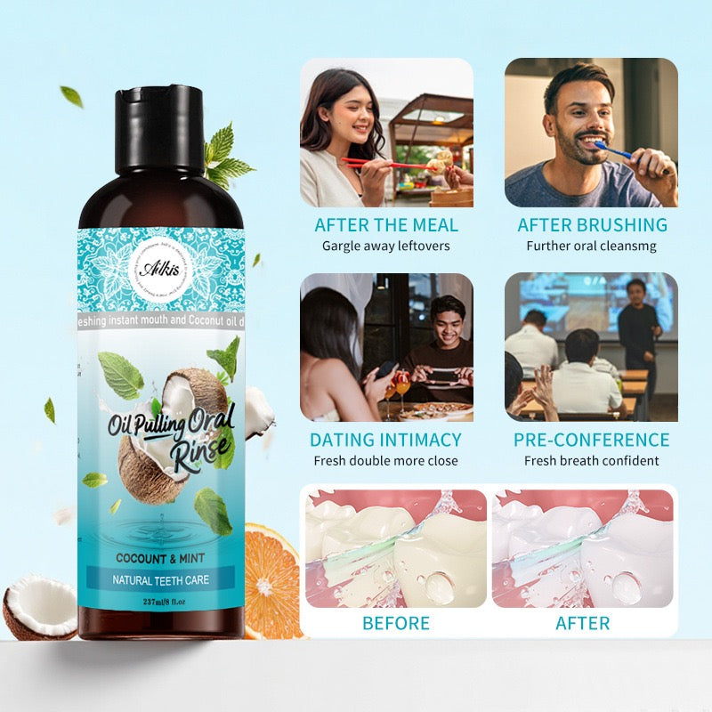 Ailkis Coconut Oil Pulling Mouthwash – 237ml | Mint Flavor, Antibacterial Gum Care, Alcohol-Free